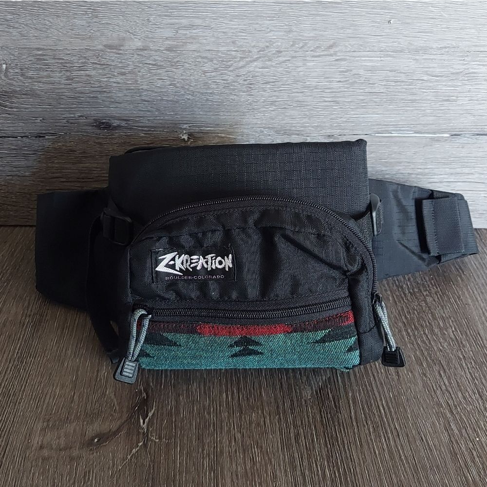 Vintage 90s Z-Kreation Aztec Print Fanny Pack With Bottle Holders